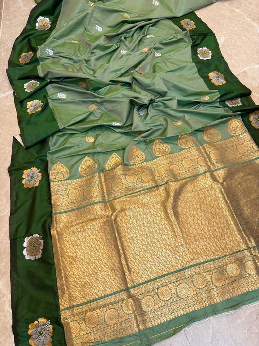 Royal Pastel Green Jaswand Silk Saree