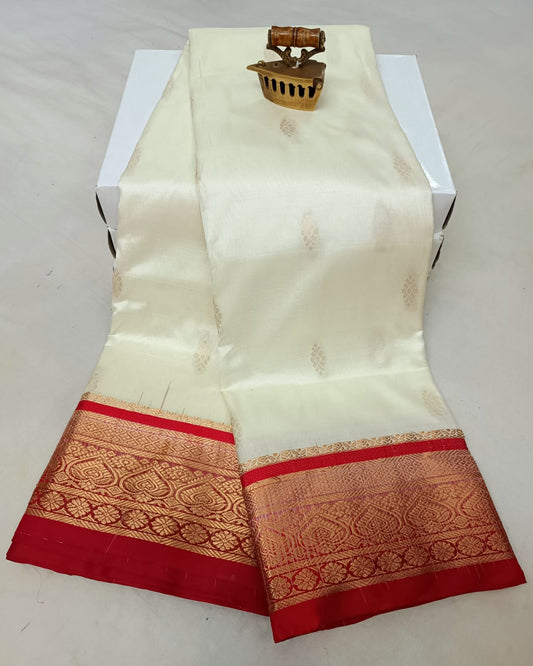 Gorgeous Pearl White Latika Paithani Silk Saree