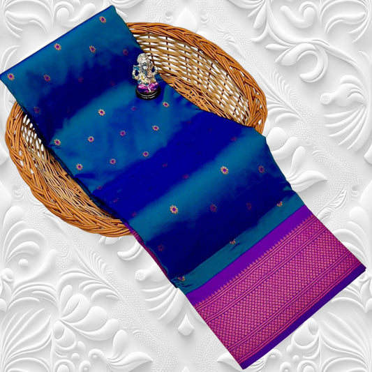 Chic Petrol Blue Navya Kadiyal Paithani Saree