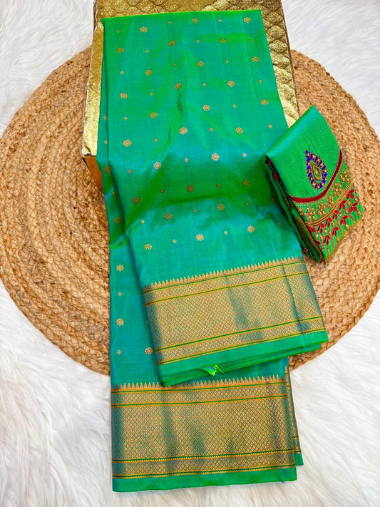 Refined Pista Green Kalanjali Paithani Silk Saree