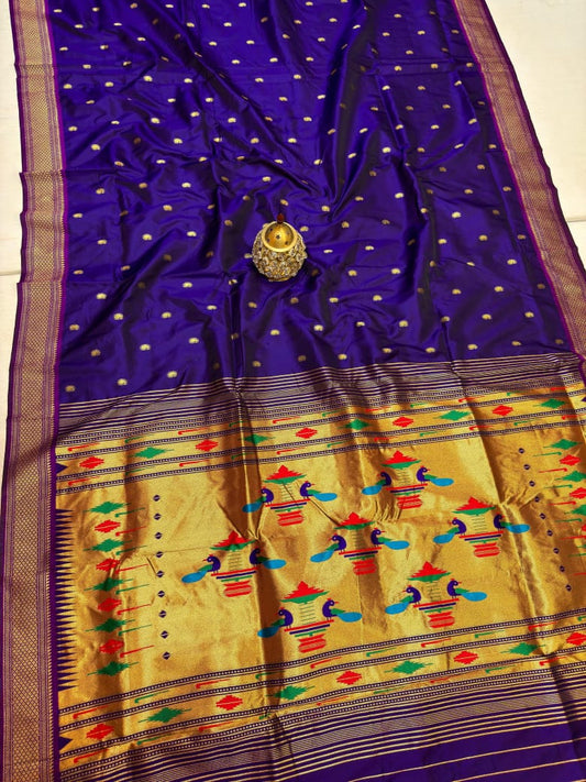 Ethnic Purple Traditional Paithani Silk Saree