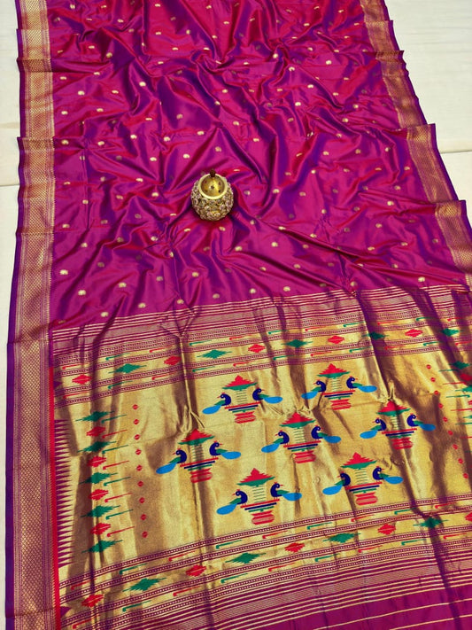 Exclusive Rani Pink Traditional Paithani Silk Saree