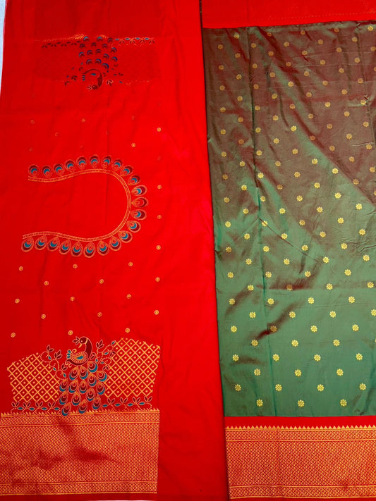 Sophisticated Red Traditional Embroidery Silk Saree