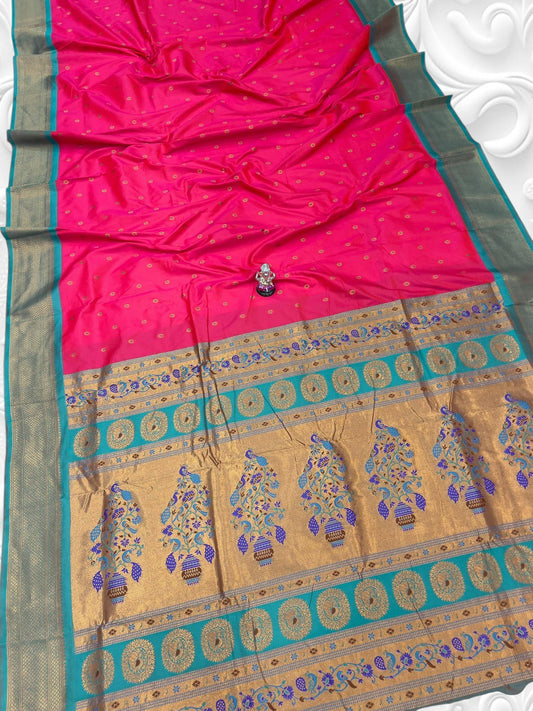 Ethnic Reddish Pink Navya Kadiyal Paithani Saree