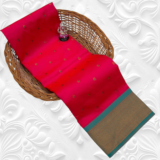 Ethnic Reddish Pink Navya Kadiyal Paithani Saree