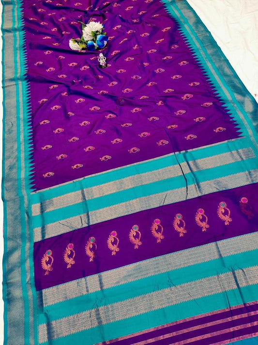 Gorgeous Rich Purple Irkal Paithani Silk Saree