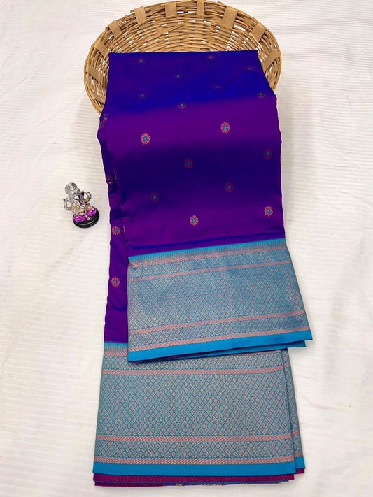 Premium Rich Purple Kadiyal Paithani Silk Saree
