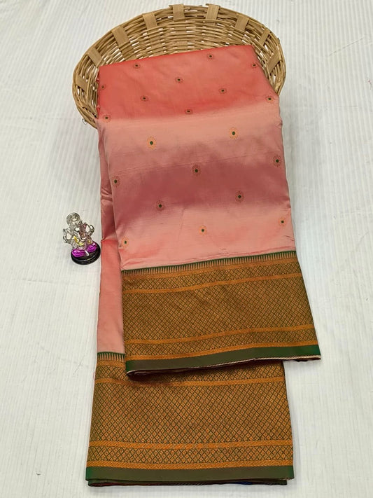 Classic Rose Beige Kadiyal Paithani Silk Saree