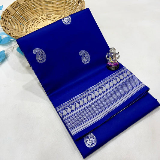 Timeless Royal Blue Peacock Paithani Silk Saree