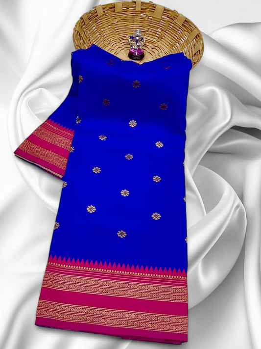 Elegant Royal Blue Traditional Narayan Peth Saree