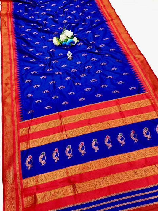Sophisticated Blue Irkal Paithani Silk Saree