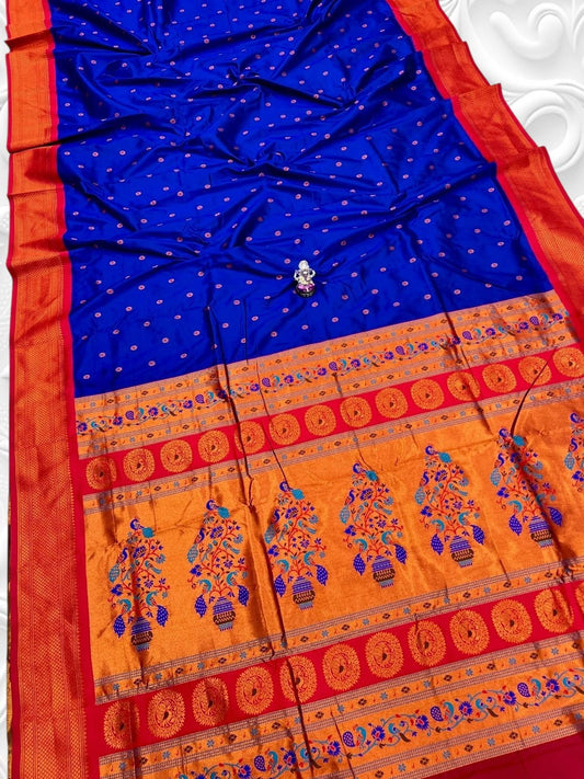 Stylish Royal Blue Navya Kadiyal Paithani Saree
