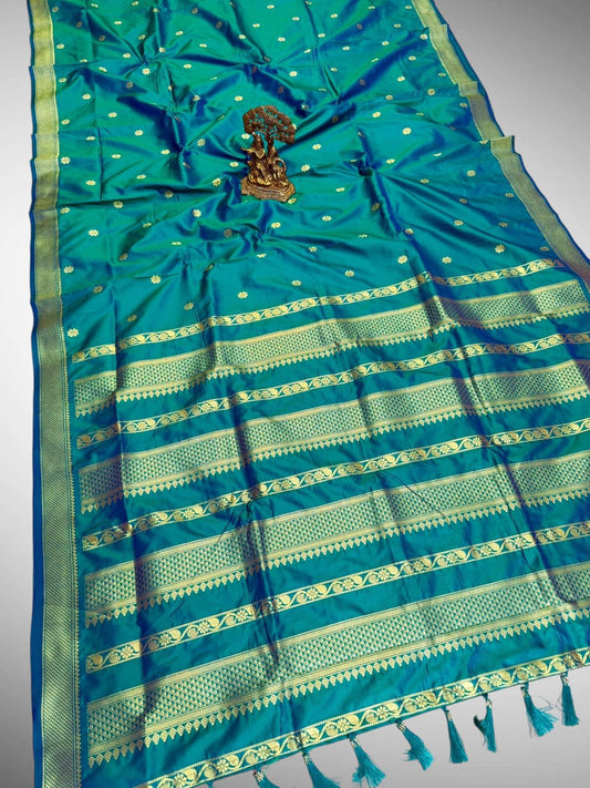 Timeless Turquoise Green Kalyanipattu Silk Saree