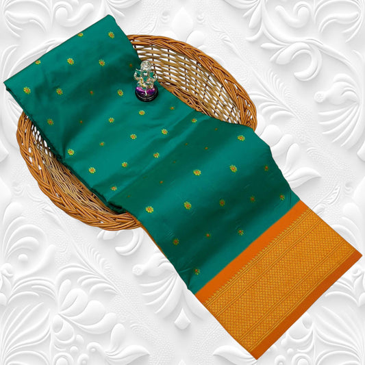 Traditional Turquoise Green Navya Kadiyal Paithani Saree