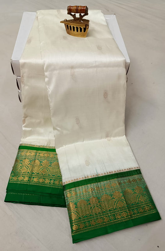 Premium White Latika Paithani Silk Saree